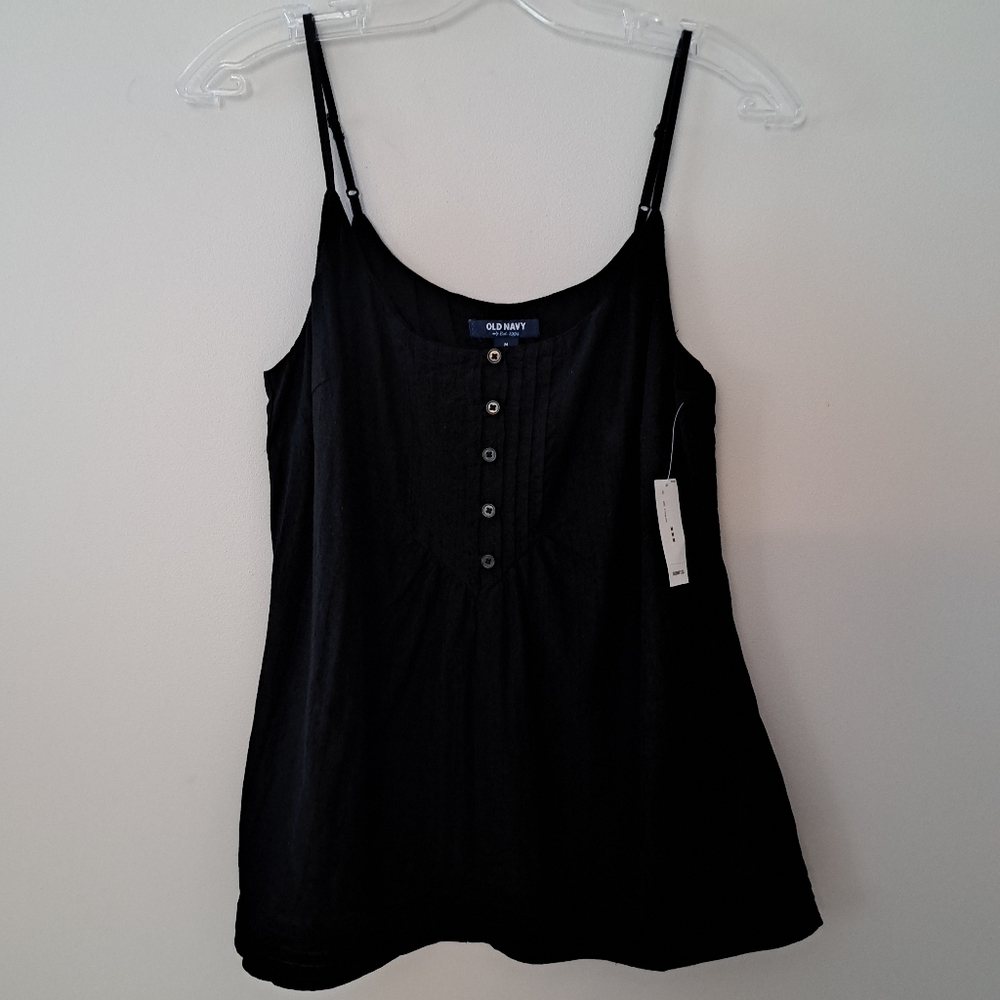 Black Cotton Mix Camisole Top